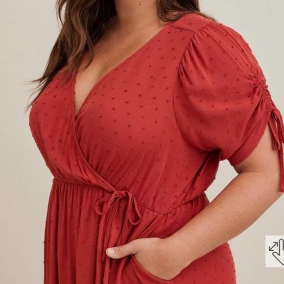 Torrid Red Midi Wrap Dress - Picture 2 of 15